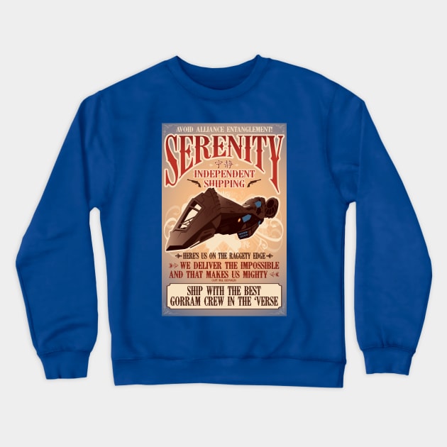 Firefly Serenity Shipping Crewneck Sweatshirt by CuddleswithCatsArt
